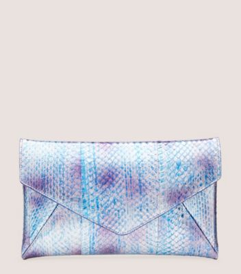 Stuart Weitzman,Pochette Loveletter,Clutch,Cuir serpent métallique dégradé,Lilas/Bleu Mykonos