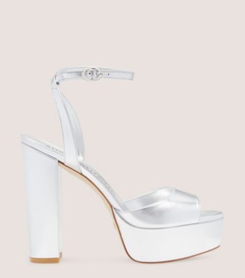 Stuart Weitzman,Sandale à plateforme Ryder II,Sandal,Cuir métallique liquide,Argent