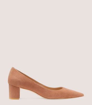 Stuart Weitzman,STUART 50 BLOCK PUMP,Pump,Suede,Cappuccino,Front View