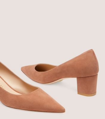 Stuart Weitzman,STUART 50 BLOCK PUMP,Pump,Suede,Cappuccino