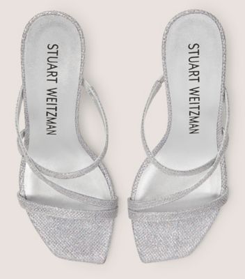 Stuart Weitzman,Strapeze 85 Slide,Slide,New Noir,Silver,Detailed View