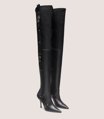 Stuart Weitzman,Botte extensible Ultrastuart Maverick 100,Boot,Cuir nappa extensible,Noir,Angle View