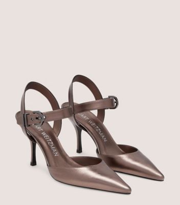 Stuart Weitzman,STUART MAVERICK 85 PUMP,Leather,Pumps,Cocktail,Metallic,Bronze