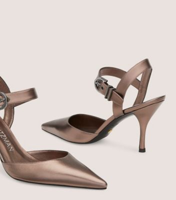 Stuart Weitzman,Stuart Maverick 85 Pump,Pump,Liquid Metallic Leather,Pyrite,Detailed View