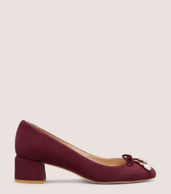 Stuart Weitzman,GABBY PEARL 45 BLOCK PUMP,Maroon,Front View