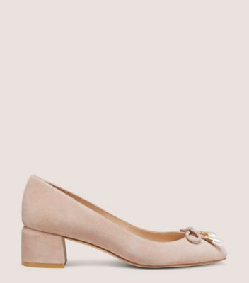 Stuart Weitzman,GABBY PEARL 45 BLOCK PUMP,Beige