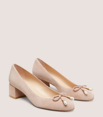 Stuart Weitzman,GABBY PEARL 45 BLOCK PUMP,Beige