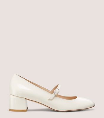 Stuart Weitzman,GABBY 45 MARY JANE,Leather,Rubber,Pumps,Belt,Work,White