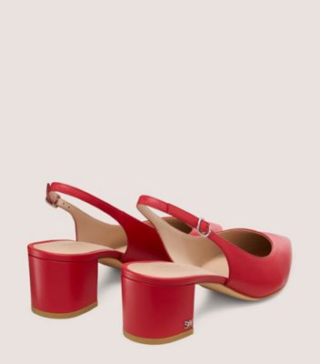 Stuart Weitzman,DANCER 45 BLOCK SLINGBACK,Red,Back View