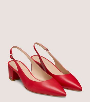 Stuart Weitzman,DANCER 45 BLOCK SLINGBACK,Red,Angle View