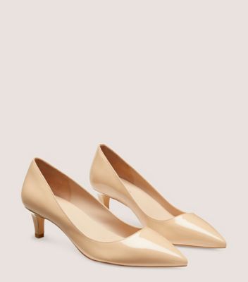 Stuart Weitzman,ESCARPIN DANCER 50,Pump,Cuir verni,Beige doré,Angle View