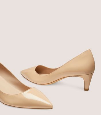 Stuart Weitzman,ESCARPIN DANCER 50,Pump,Cuir verni,Beige doré,Detailed View