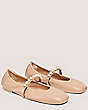 Stuart Weitzman,GOLDIE BALLET FLAT,Flat,Lacquered Nappa Leather,Adobe Beige,Angle View