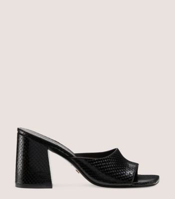 Stuart Weitzman,Tia 85 Flareblock Slide,Slide,Leather,Black