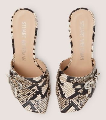 Stuart Weitzman,Maverick 75 Slide,Slide,Printed boa embossed leather,Cream & Oat