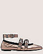 Stuart Weitzman,Maverick Ballet Flat,Flat,Liquid metallic leather & ribbon,Pyrite & Black,Front View
