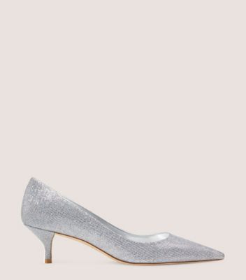 Stuart Weitzman,Stuart Kitten Pump,Pump,New Noir,Silver