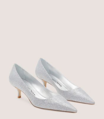 Stuart Weitzman,Stuart Kitten Pump,Pump,New Noir,Silver