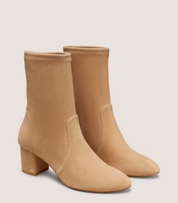 Stuart Weitzman,ARIANA 60 SOCK BOOTIE,Leather,Rubber,Bootie,Flexible,Sock,Day Party,Beige