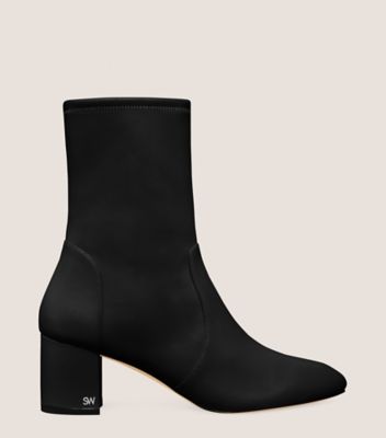 Stuart Weitzman,ARIANA 60 SOCK BOOTIE,Rubber,Nappa Leather,Bootie,Flexible,Day Party,Black,Front View