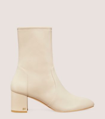 Stuart Weitzman,ARIANA 60 SOCK BOOTIE,Nappa Leather,Rubber,Bootie,Flexible,Day Party,Cream,Front View