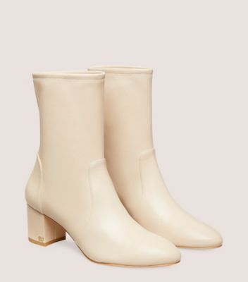 Stuart Weitzman,ARIANA 60 SOCK BOOTIE,Nappa Leather,Rubber,Bootie,Flexible,Day Party,Cream