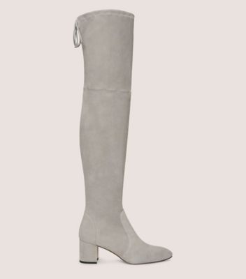 Stuart Weitzman,BOTTE CITY ARIANA 60,Boot,Suède extensible,Gris flanelle