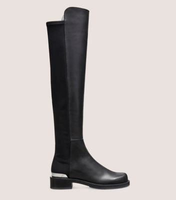 Stuart Weitzman,5050 BOLD LOGO BOOT,Boot,Calf Leather,Black,Front View