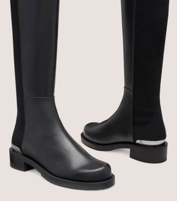 Stuart Weitzman,5050 BOLD LOGO BOOT,Boot,Calf Leather,Black,Detailed View