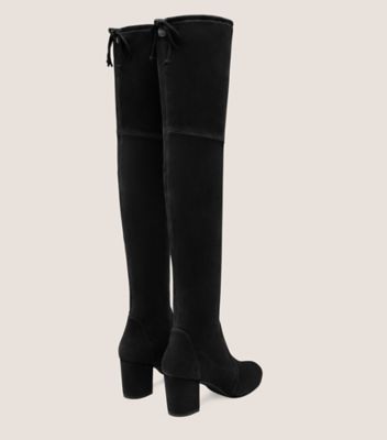 Knee high clearance stretch suede boots