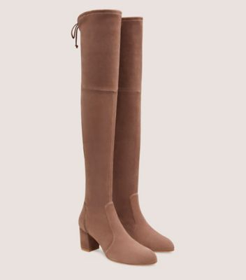 Stuart Weitzman,YULIANALAND BOOT,Boot,Stretch suede,Taupe,Angle View