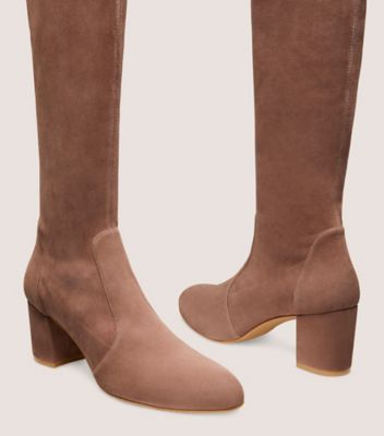 Stuart Weitzman,BOTTE YULIANALAND,Boot,Suède extensible,Taupe