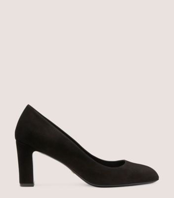 Stuart Weitzman,VIDA 75 PUMP,Pump,Suede,Black,Front View