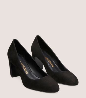 Stuart Weitzman,VIDA 75 PUMP,Leather,Suede,Pumps,Cocktail,Black,Angle View