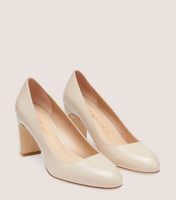 Stuart Weitzman,VIDA 75 PUMP,Leather,Pumps,Day Party,Beige,Angle View