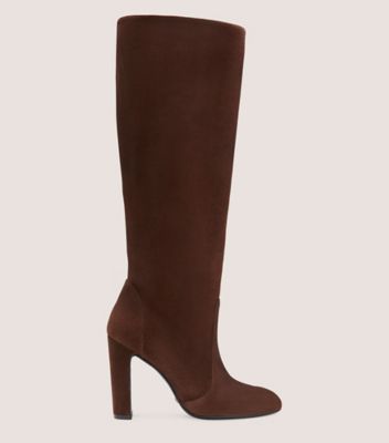 Stuart Weitzman,VIDA 100 KNEE-HIGH BOOT,Boot,Suede,Walnut Brown,Front View