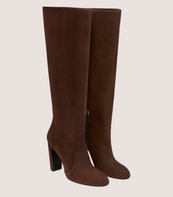 Stuart Weitzman,VIDA 100 KNEE-HIGH BOOT,Suede,Leather,Boots,Day Party,Brown,Angle View