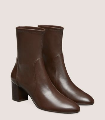 Stuart Weitzman,YULIANA 60,Bootie,Stretch Nappa Leather,Walnut & Dark Brown,Angle View