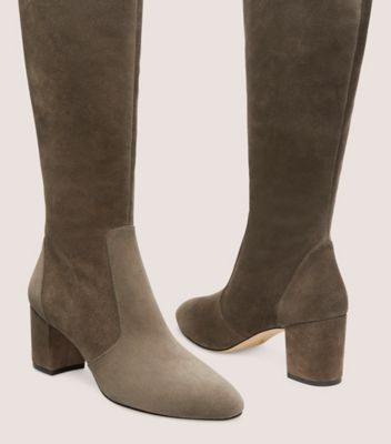 Stuart Weitzman,BOTTE AU GENOU À FERMETURE ÉCLAIR YULIANA 60,Boot,Suède sport,Charbon,Detailed View