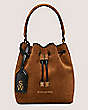 Stuart Weitzman,RAE MINI BUCKET BAG,Bucket bag,Textured Suede,Coffee Brown,Front View