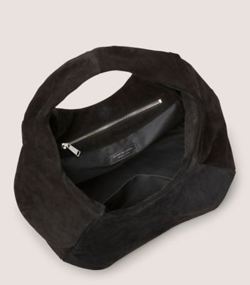 Stuart Weitzman,THE MODA HOBO BAG,Hobo bag,Textured Suede,Black,Top View