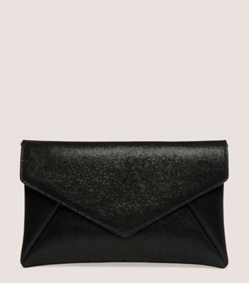 Stuart Weitzman,LOVELETTER CLUTCH,Suede,Clutch,No Embellishment,Day Party,Black,Front View