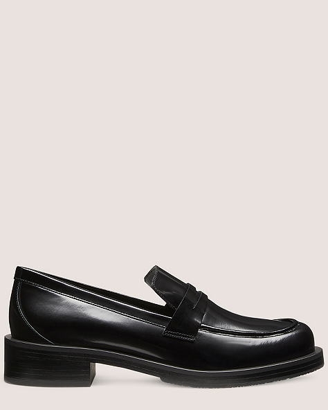Stuart Weitzman,PALMER BOLD LOAFER,Loafer,Spazzolato,Black,Front View