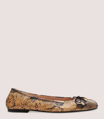 Stuart Weitzman,BARDOT BOW FLAT,Leather,Rubber,Ballet Flats,Metal,Bow,Casual,Multi Color