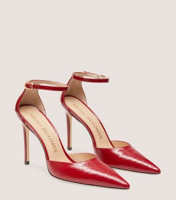 Stuart Weitzman,STUART 100 STRAP PUMP,Red