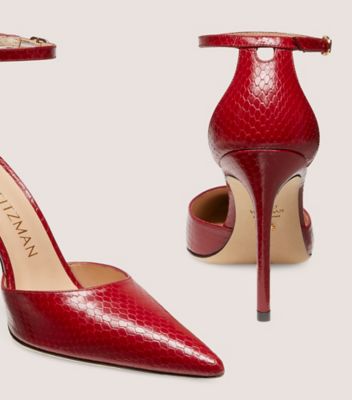 Stuart Weitzman,STUART 100 STRAP PUMP,Red