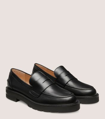 Stuart Weitzman,FLÂNEUR PARKER LIFT,Loafer,Cuir nappa verni,Noir,Angle View