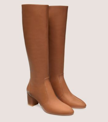 Stuart Weitzman,BOTTE AU GENOU À FERMETURE ÉCLAIR YULIANA 60 (Large),Boot,Cuir nappa,Cappuccino,Angle View