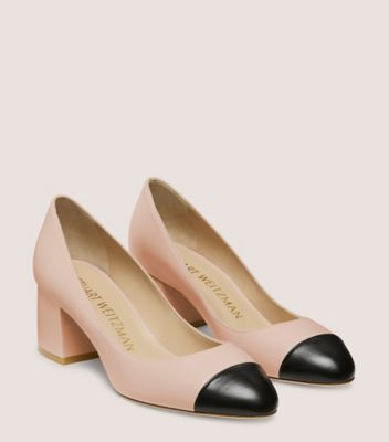 Stuart Weitzman,FLAREBLOCK 60 PUMP,Nappa Leather,Pumps,Color Block,Work,Pink,Angle View