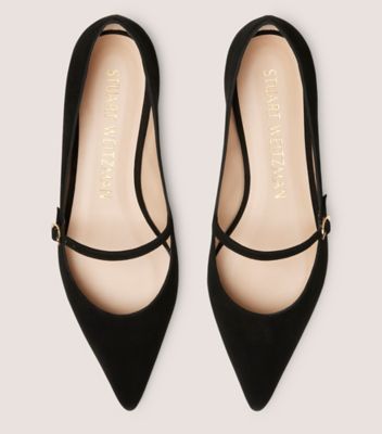 フラットシューズ Stuart Weitzman Black Pointed Toe Flats Stuart Weitzman Landon Pointed Toe Ballet Flat in Black | Lyst